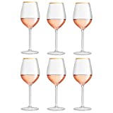 Copa de vino Libbey Atlin - 380 ml / 38 cl - Juego de 6 piezas - Borde dorado - Clásica - Para fiestas